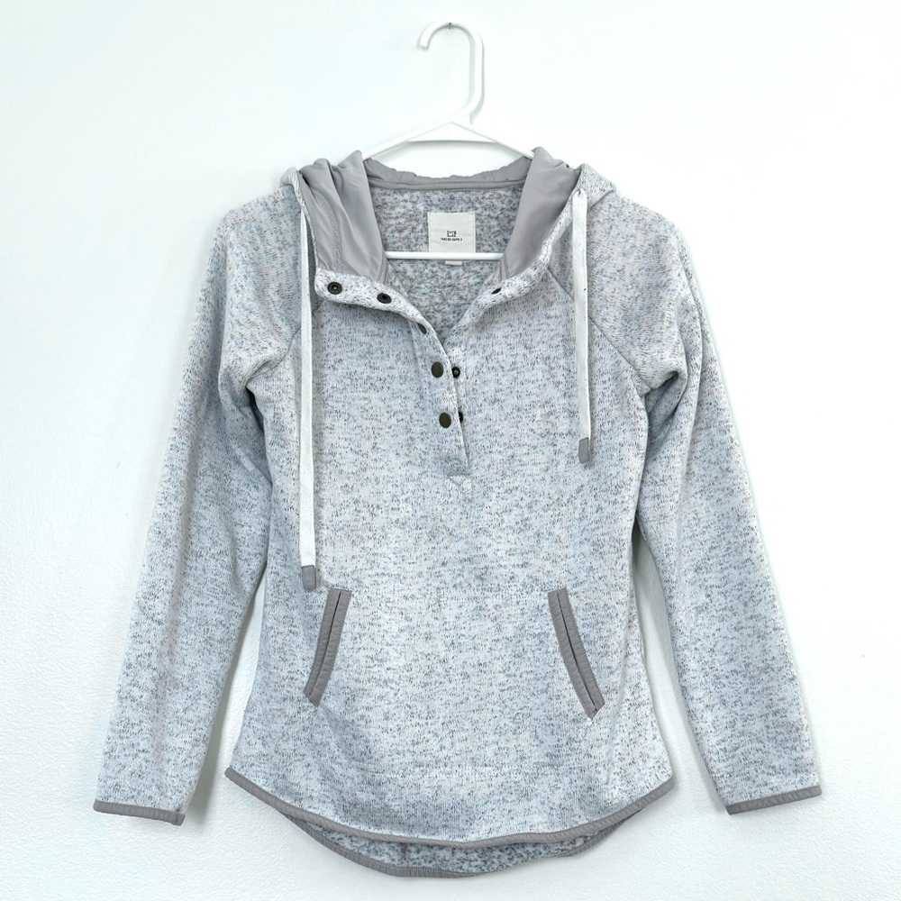 Thread & Supply Light Gray Quarter Button Hoodie With Pockets